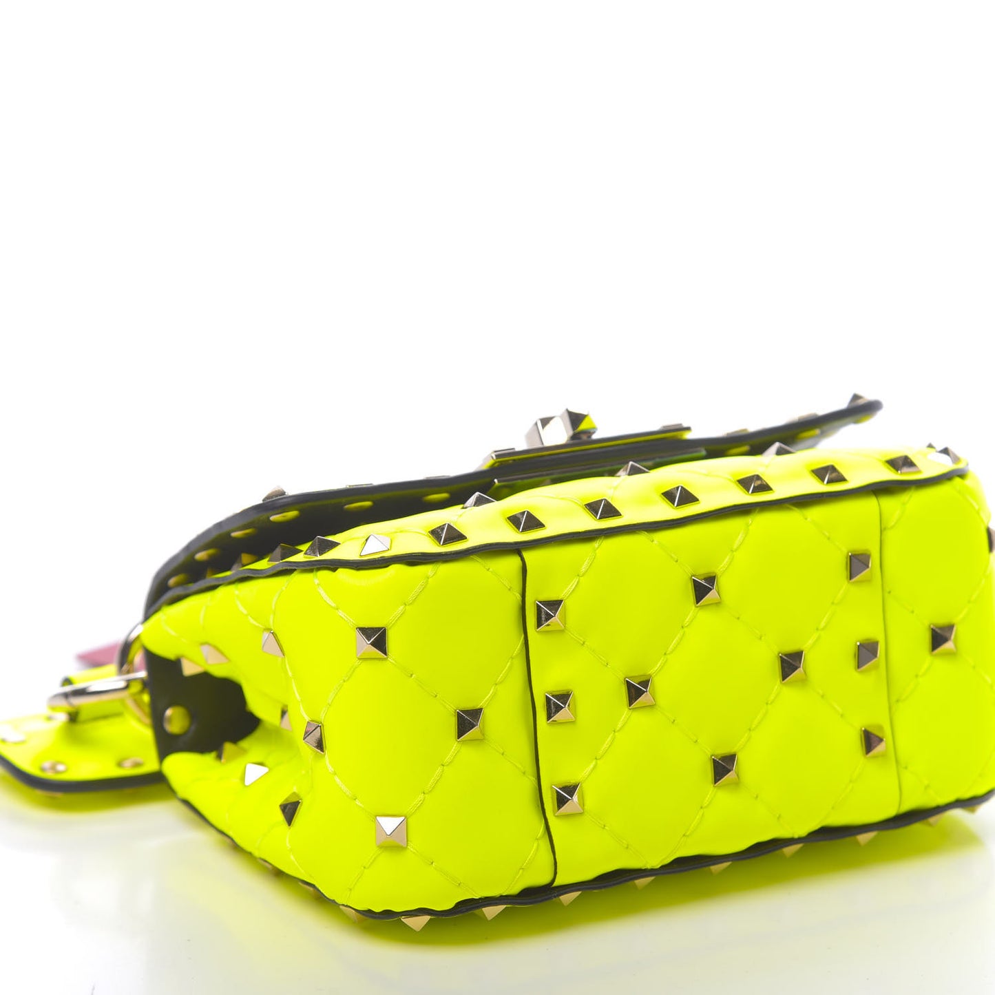 Calfskin Micro Rockstud Spike Shoulder Bag Lime