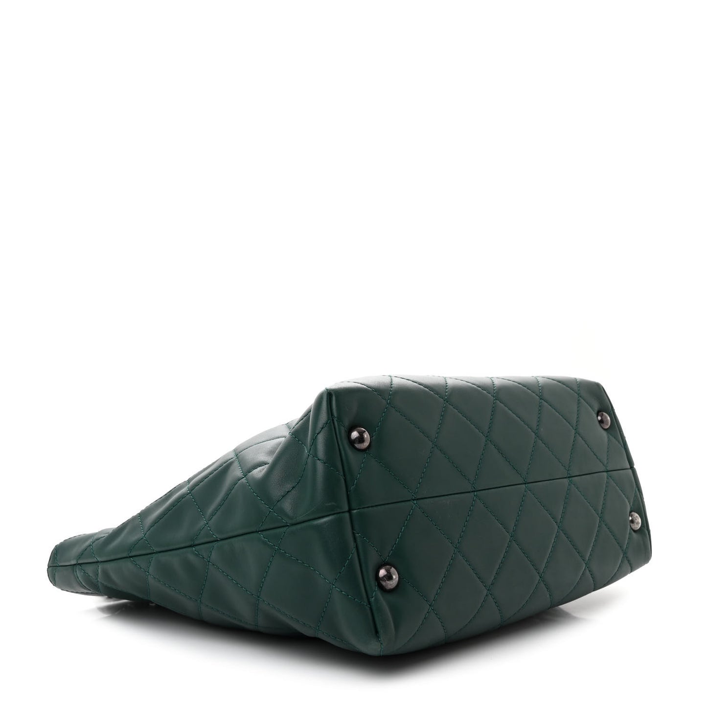 Calfskin Quilted Large Shopping In Chains Tote Green