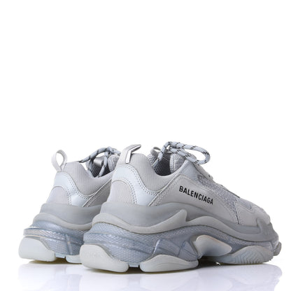 Balenciaga Fabric Mesh Clear Sole Womens Triple S Sneakers 39 Pearl Grey 4 of 11