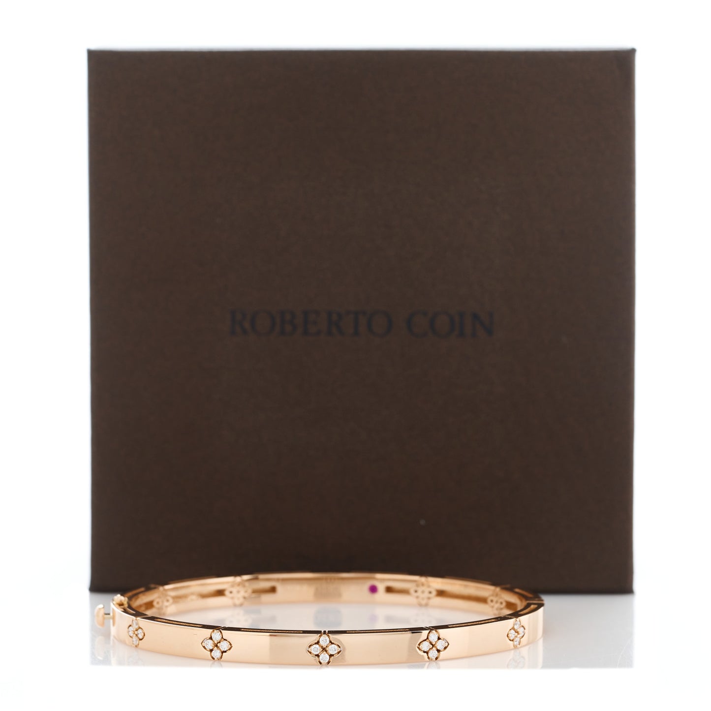 18K Rose Gold Diamond Narrow Love in Verona Bangle Bracelet