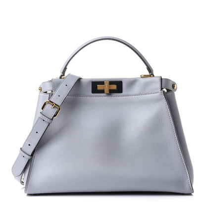 Fendi Vitello Seta Shiny Nappa Medium Peekaboo Iconic Satchel Ardesia Amido 1 of 15
