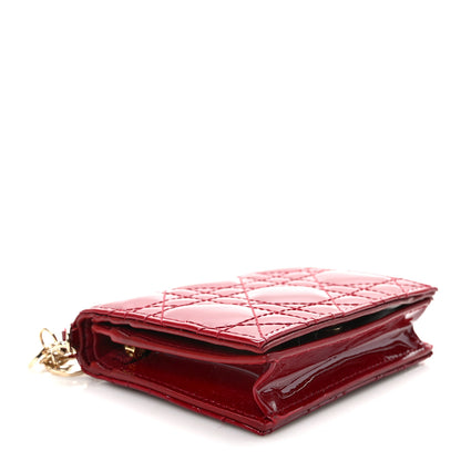 Christian Dior Patent Cannage Mini Lady Dior Wallet Cherry Red 4 of 9