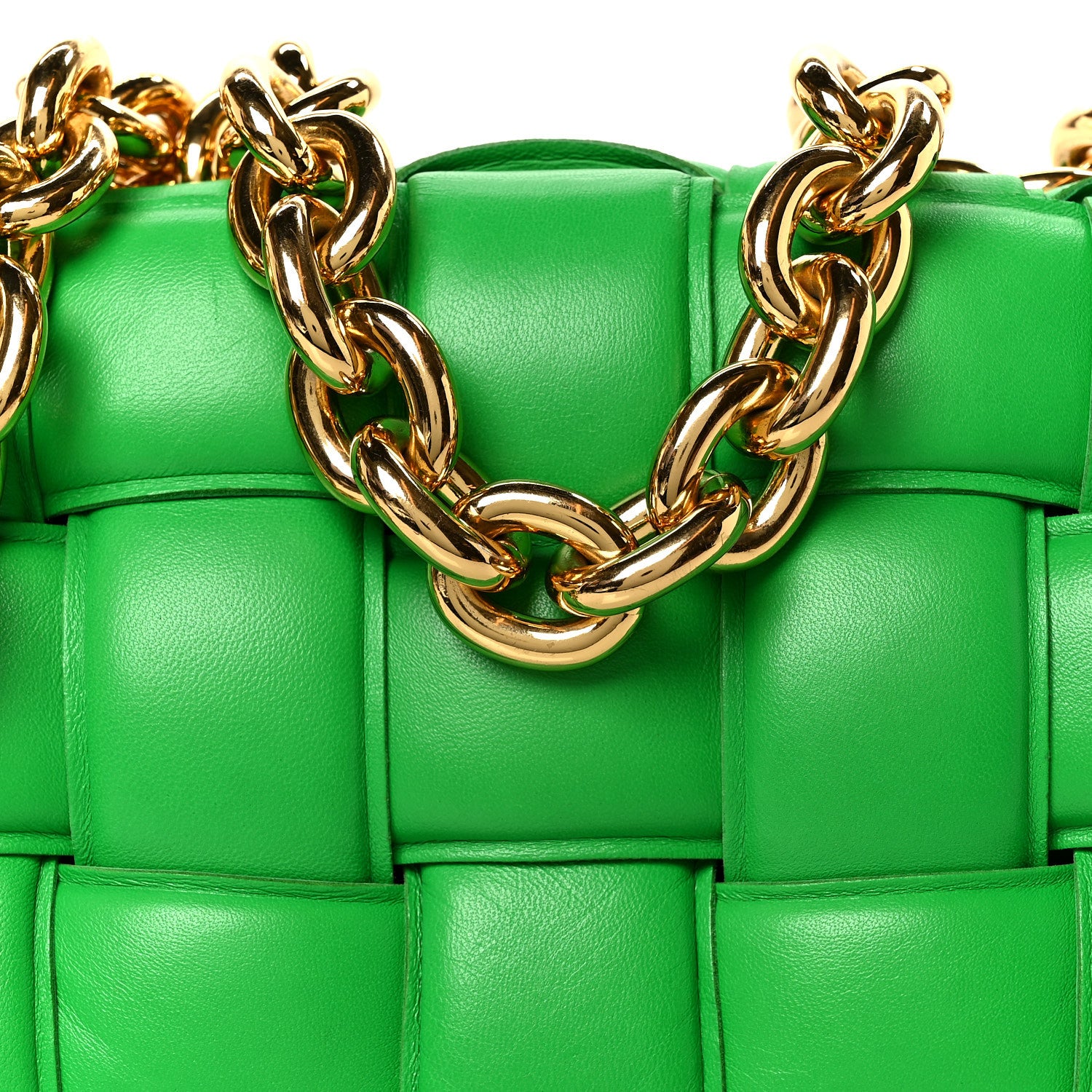 Bottega Veneta Lambskin Maxi Intreccio Padded Chain Cassette Crossbody Bag Racing Green 10 of 12
