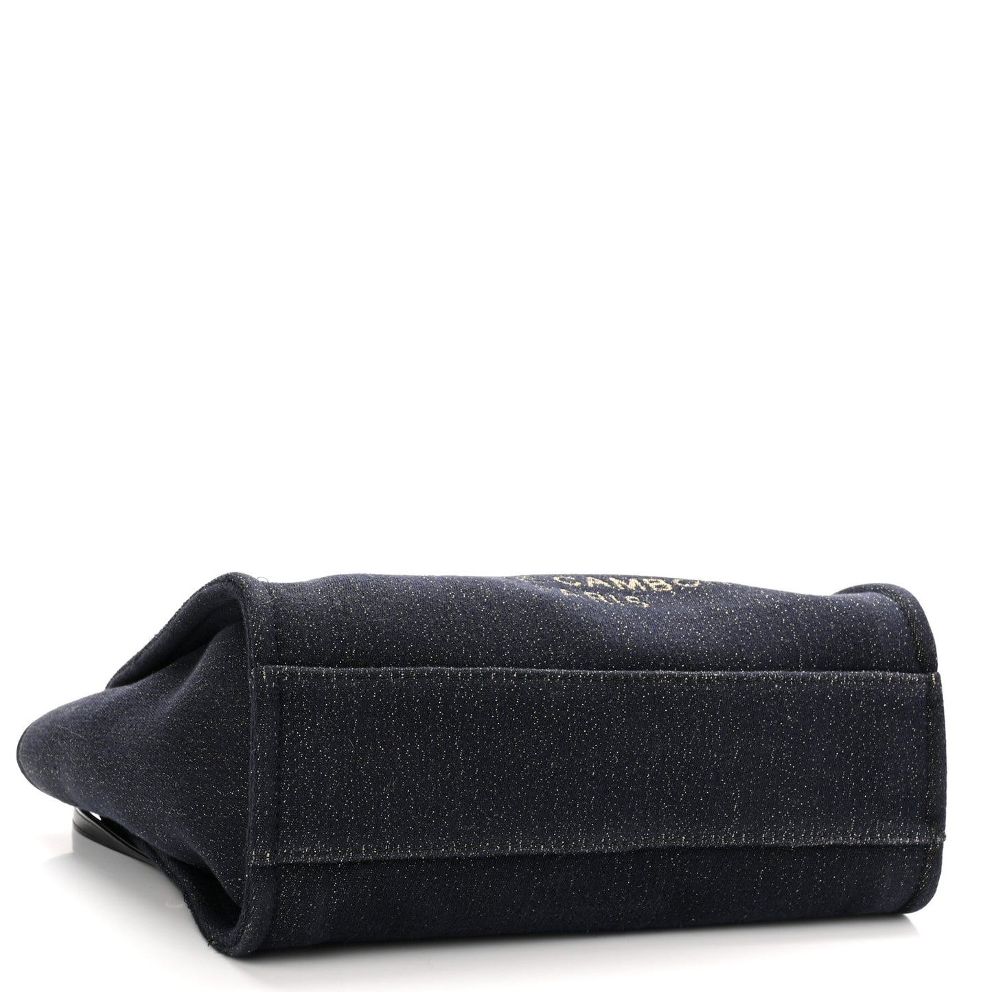 Lurex Canvas Small Deauville Tote Navy Blue Gold