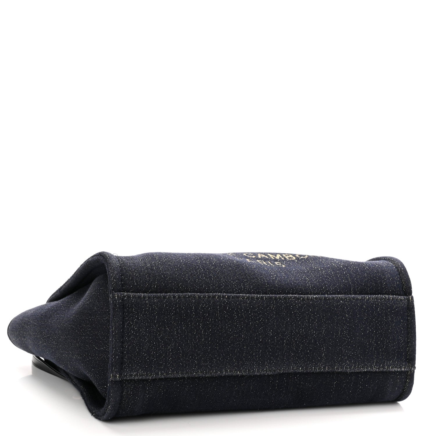 Chanel Lurex Canvas Small Deauville Tote Navy Blue Gold 3 of 10