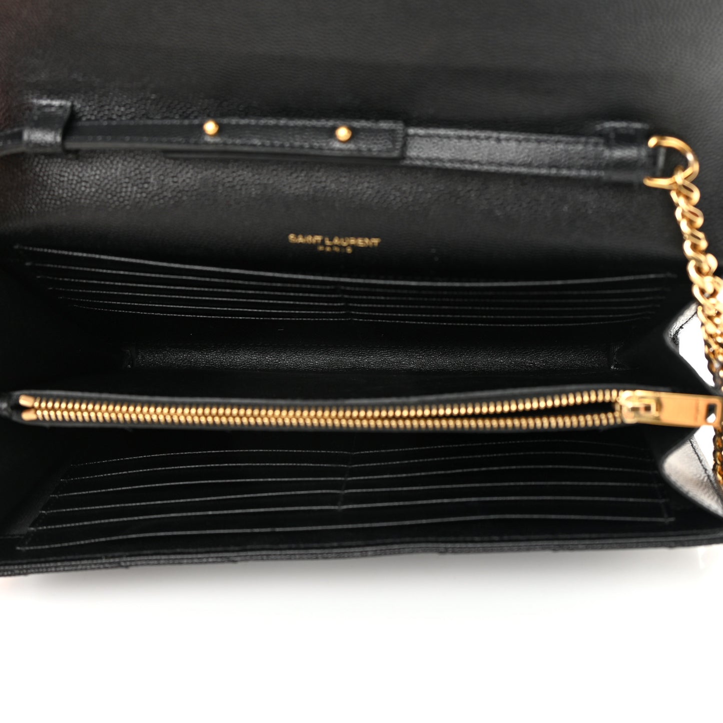 Grain De Poudre Matelasse Chevron Monogram Chain Wallet Black
