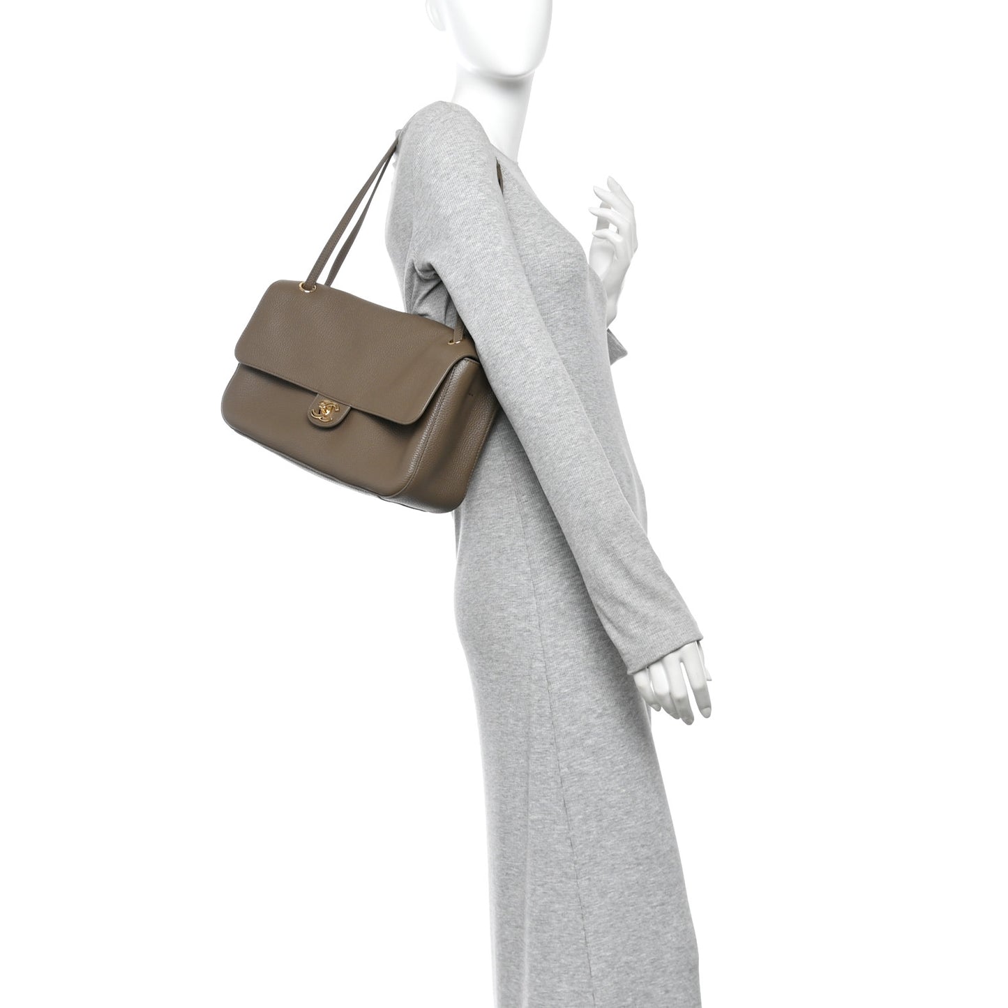 Grained Calfskin Small Souplissimo Maxi Flap Light Brown