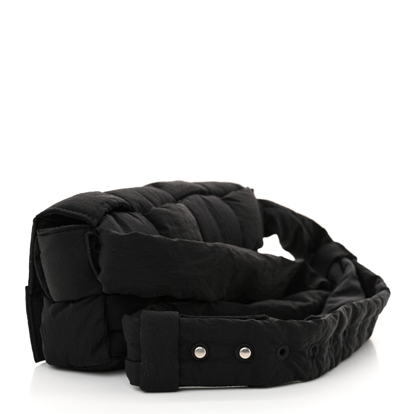 Nylon Intrecciato Padded Tech Mini Cassette Belt Bag Black