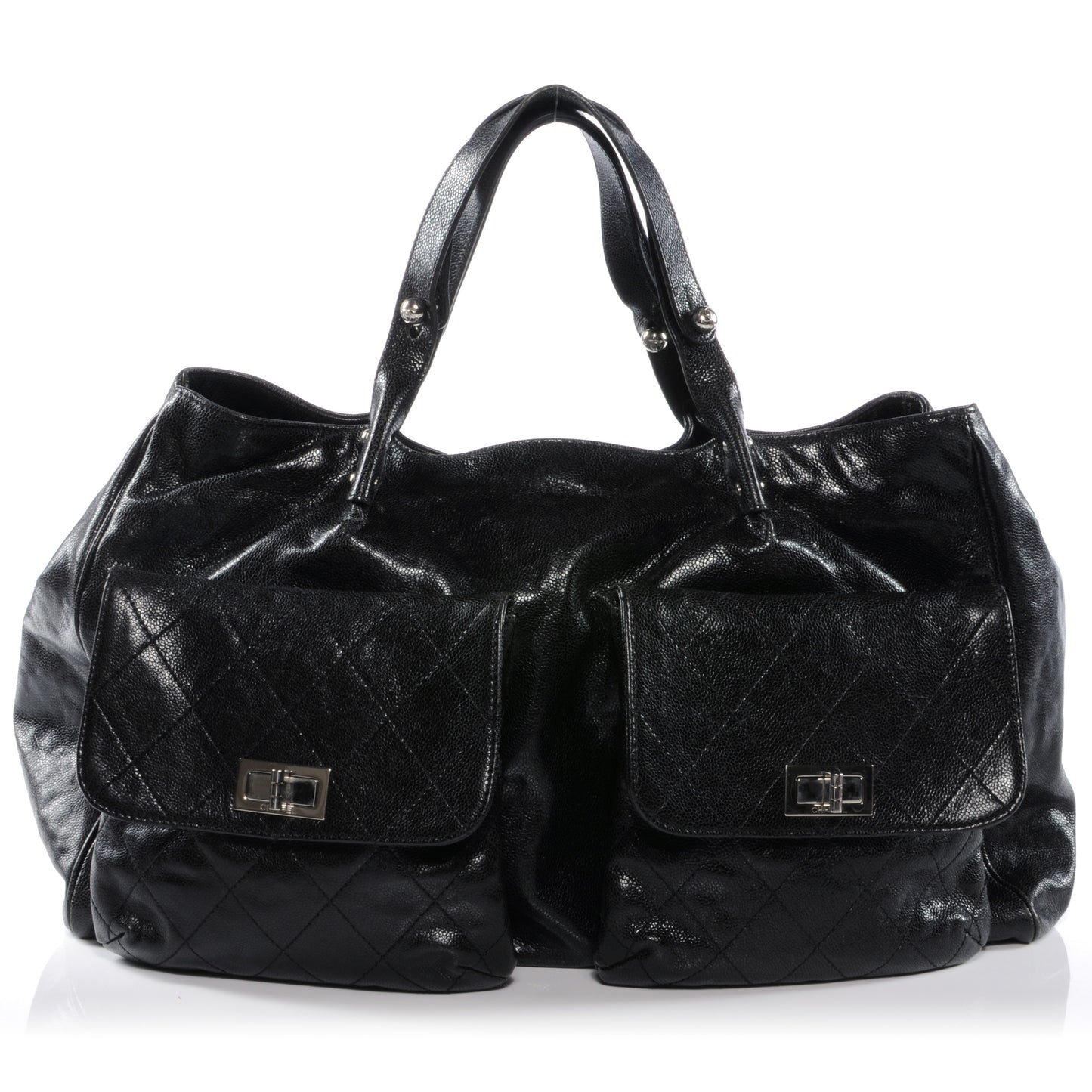 Glazed Caviar Mademoiselle XL Tote Black