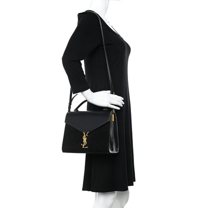 Saint Laurent Kid Scamosciato Smooth Calfskin Medium Classic Monogram Cassandra Top Handle Black Rouge Legion 2 of 12