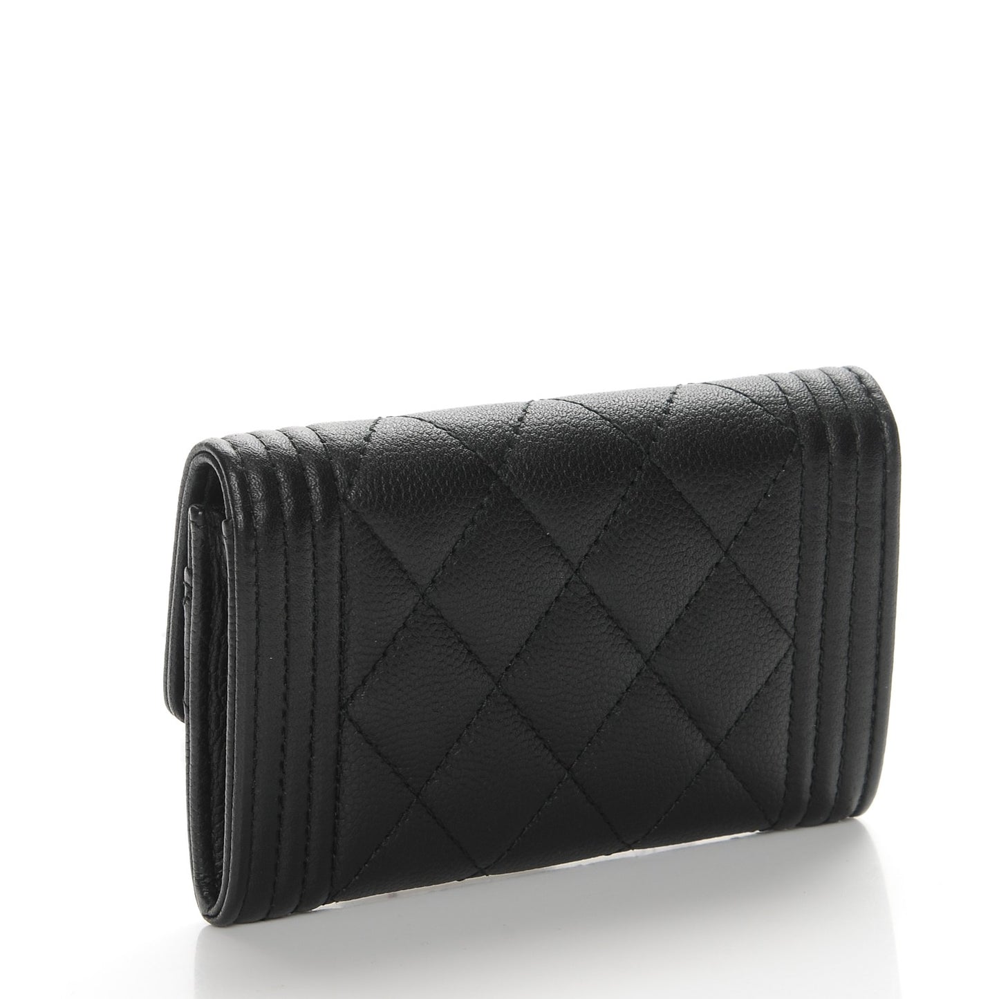 Caviar Quilted Boy Flap Card Holder Black
