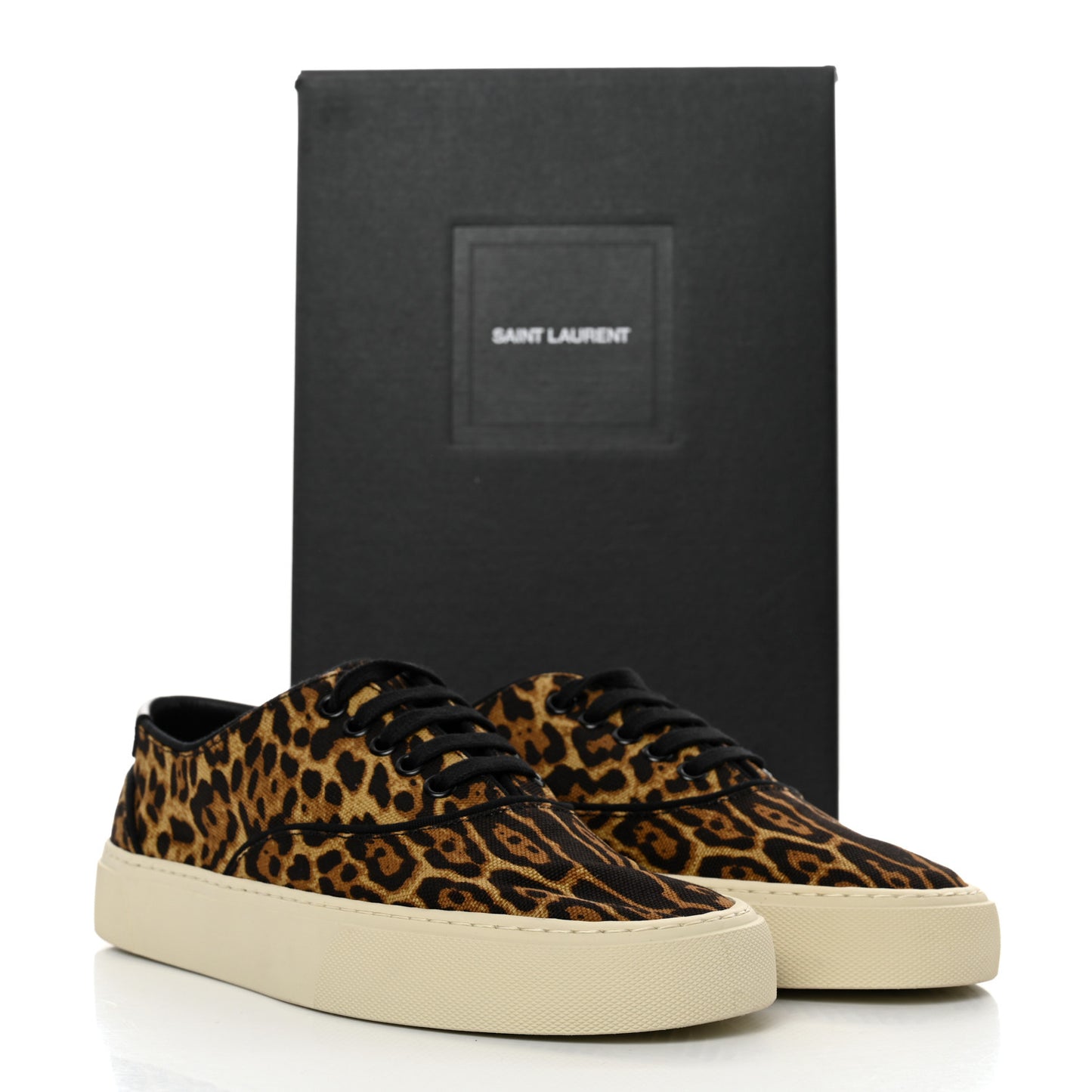 Canvas Leopard Print Venice Low Top Sneakers 39 Black