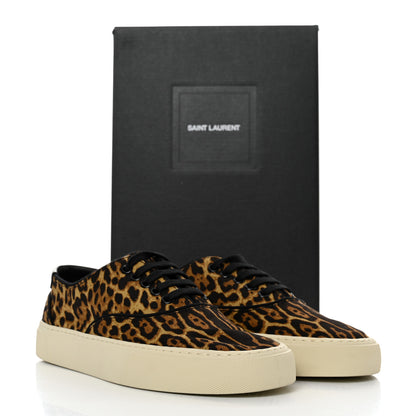 Saint Laurent Canvas Leopard Print Venice Low Top Sneakers 39 Black 9 of 9