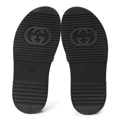 Gucci Jacquard Black Denim GG Monogram Angelina Platform 55mm Slide Sandals 39.5 Black Ivory 6 of 10