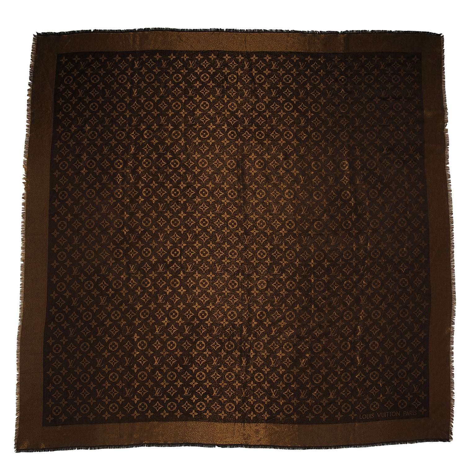 Louis Vuitton Silk Lurex Wool Monogram Shine Shawl Brown 3 of 6