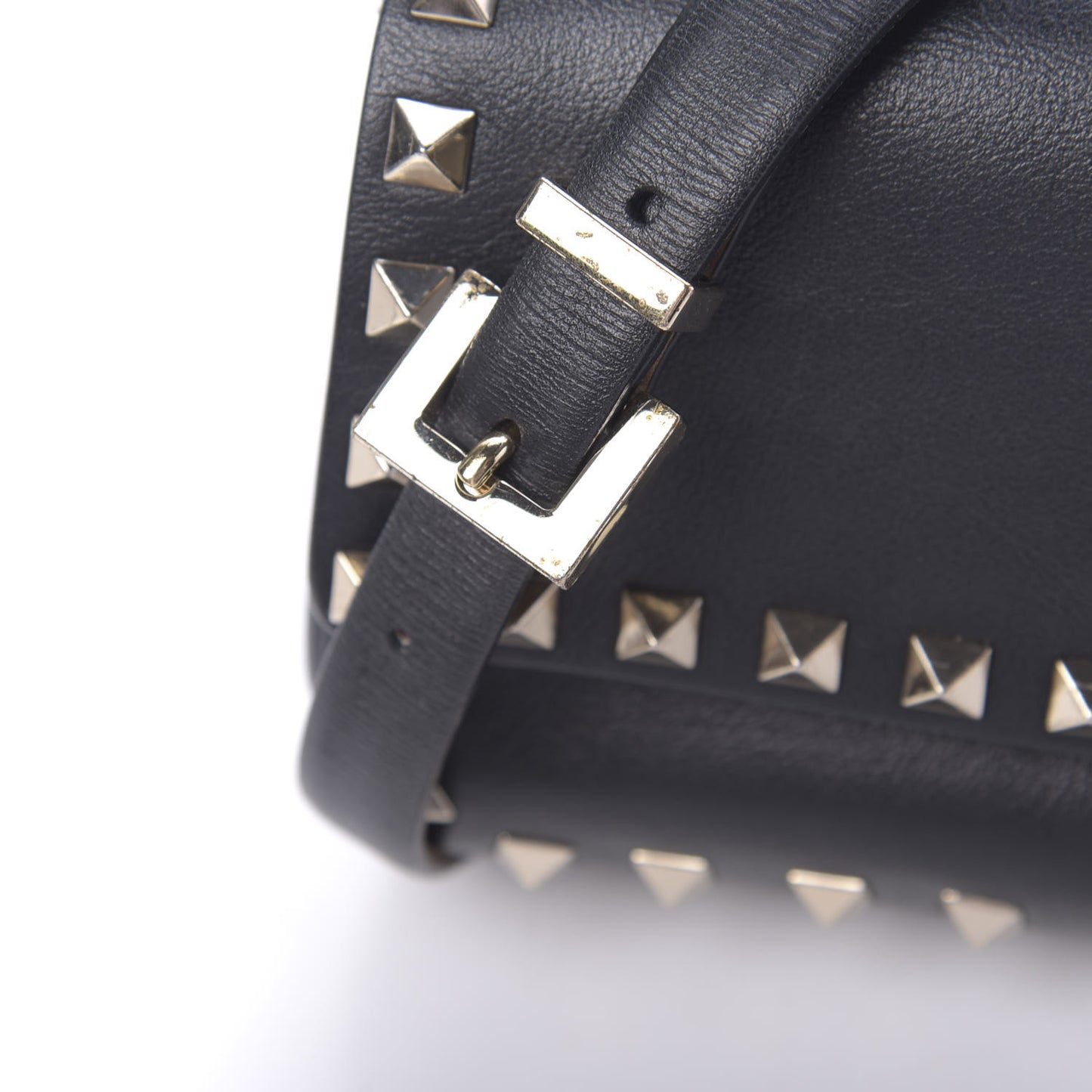 Calfskin Rockstud Belt Bag Black