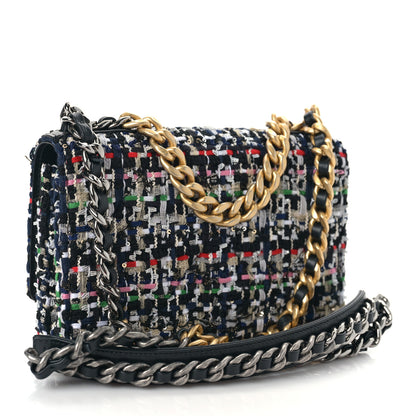 Chanel Tweed Quilted Chanel 19 Wallet On Chain WOC Black White Multicolor 2 of 10