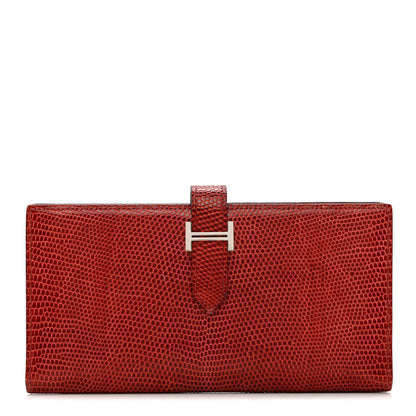 Hermes Lizard Bearn Gusset Wallet Rubis 1 of 8