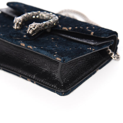 Gucci Velvet GG Monogram Super Mini Dionysus Shoulder Bag Blue Beige Black 7 of 8