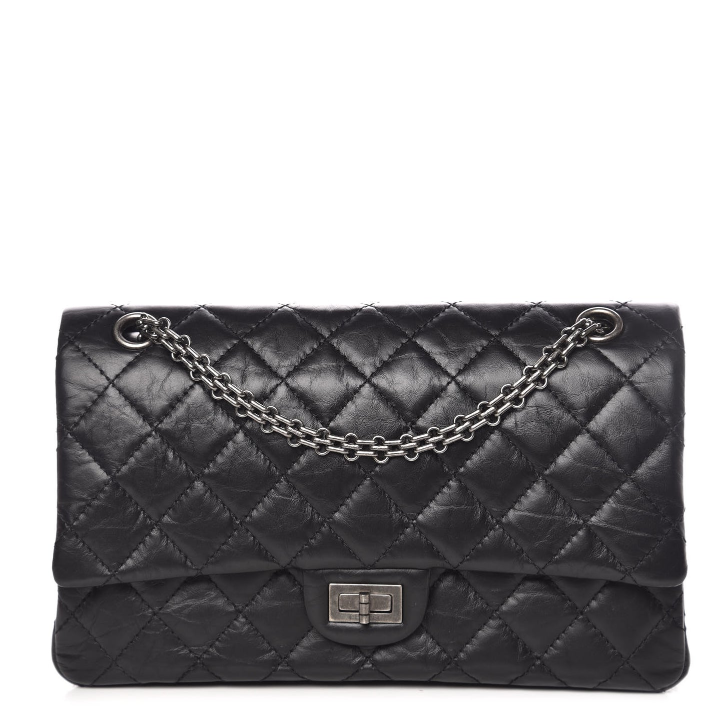 Aged Calfskin Quilted 2.55 Reissue 226 Flap Black