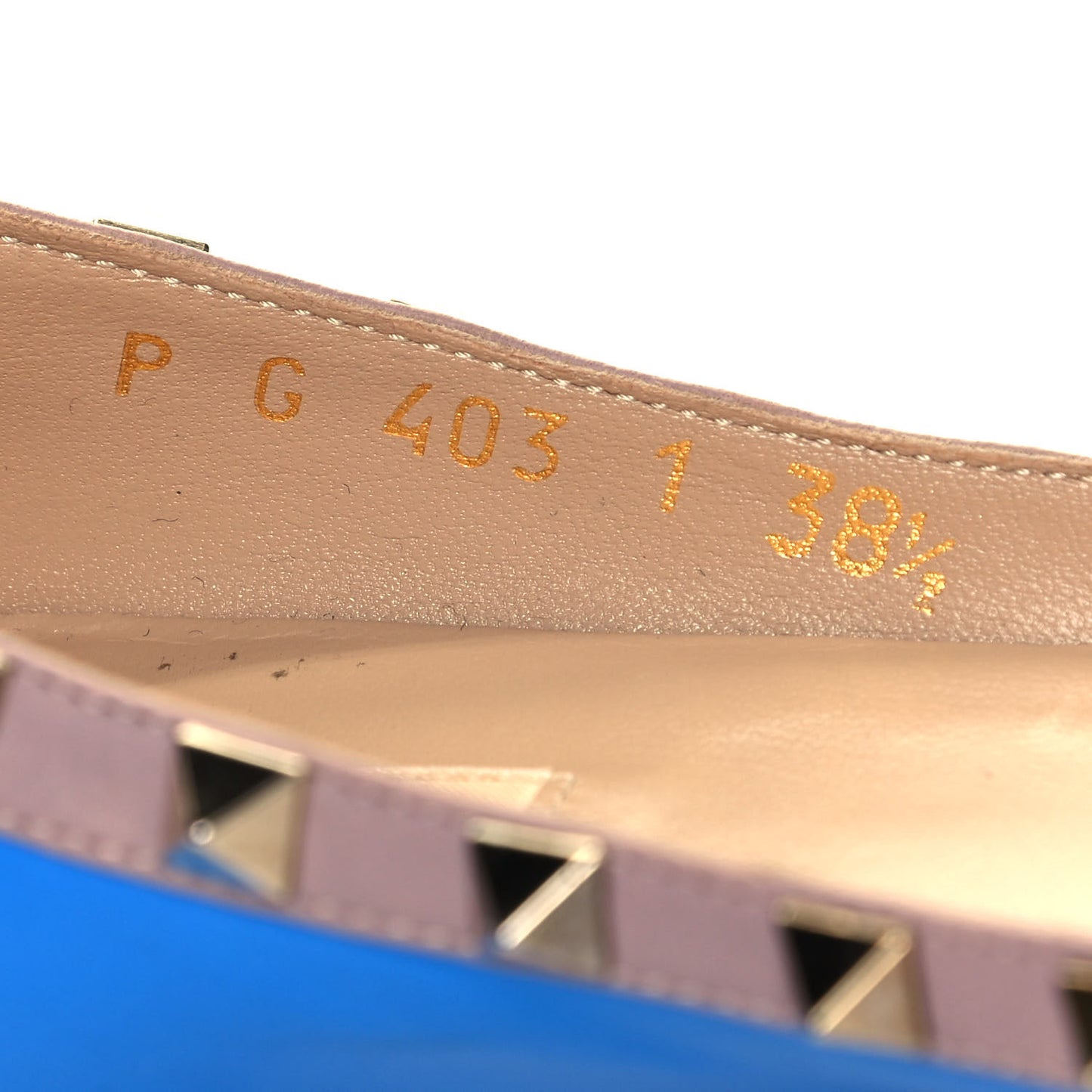 Calfskin Nappa Rockstud Ballerina Flats 38.5 Blue Fluo Poudre