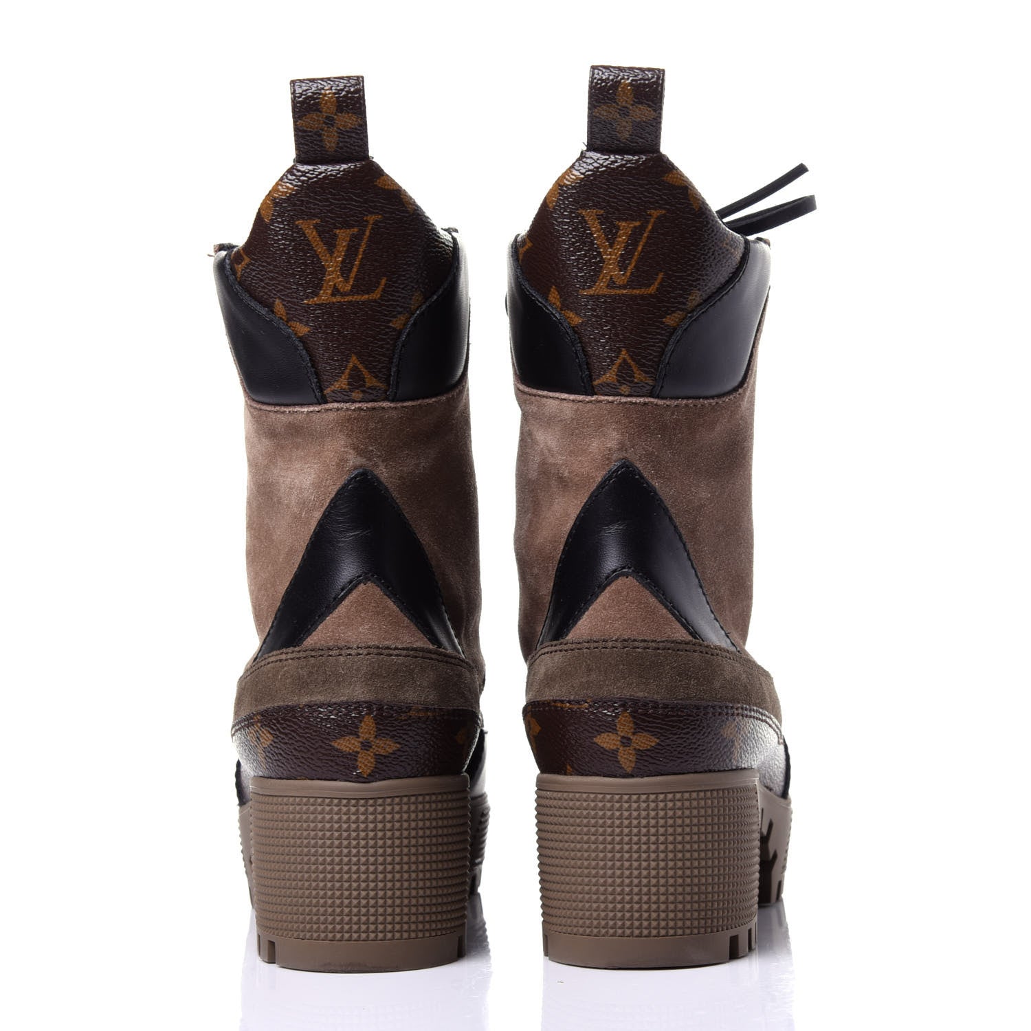 Louis Vuitton Suede Calfskin Monogram Laureate Platform Desert Boots 36 Taupe 5 of 10