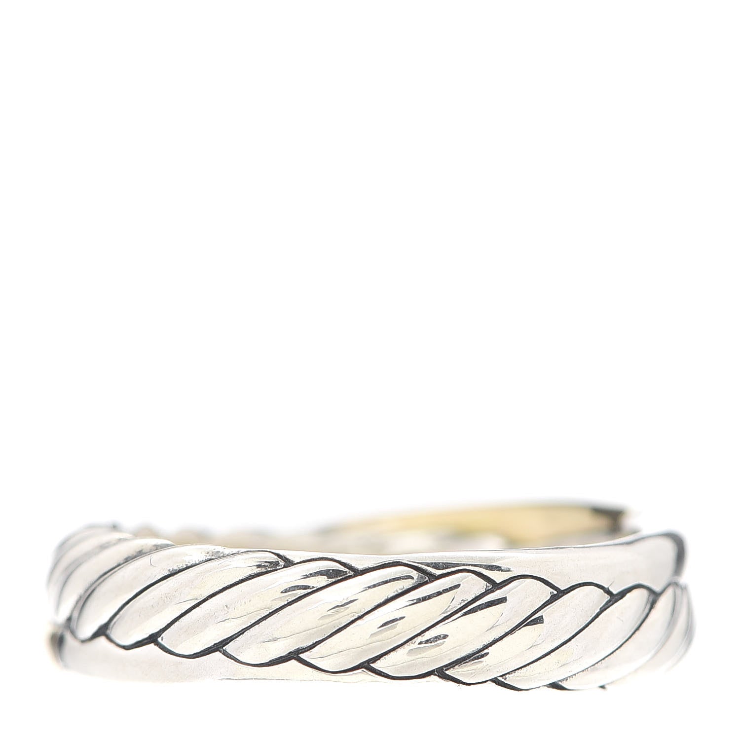 David Yurman Sterling Silver 18K Yellow Gold Narrow Crossover Ring 53 6.5 3 of 6