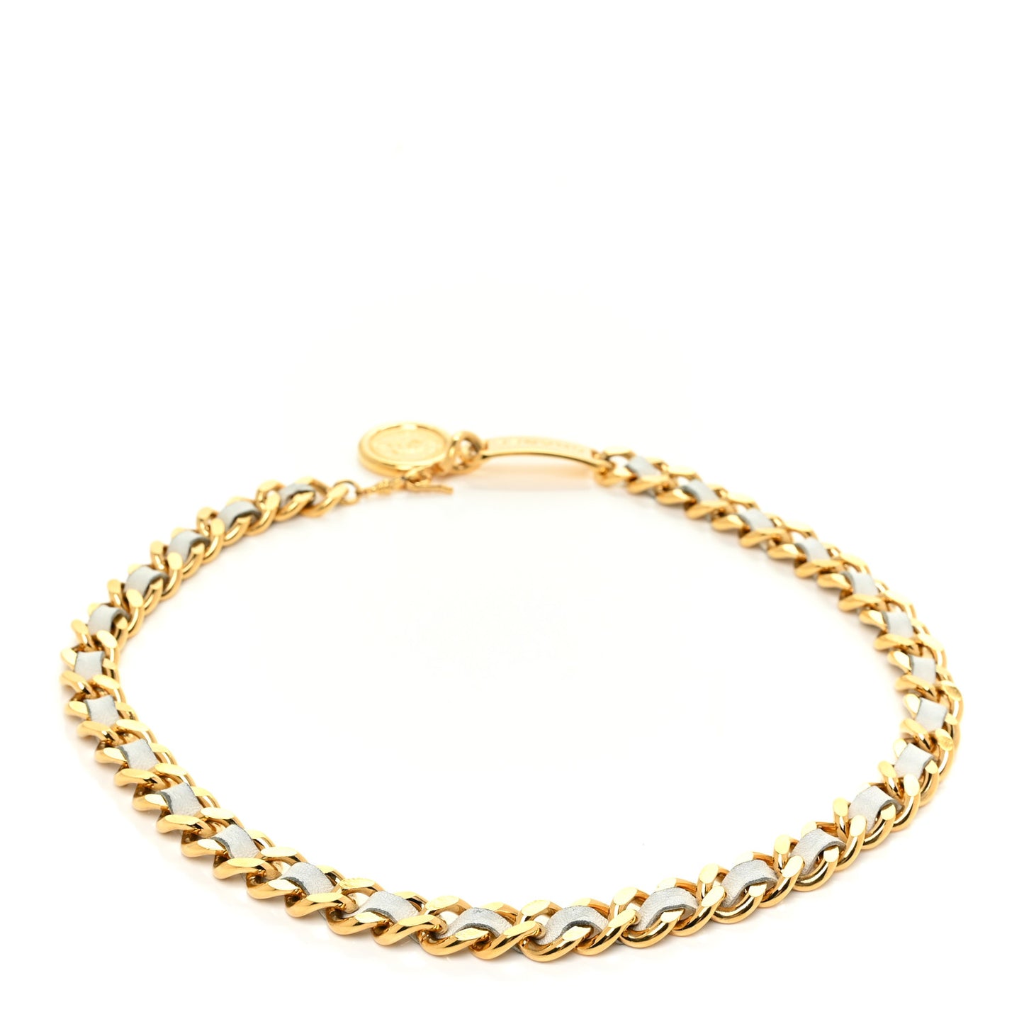 Lambskin CC Medallion Chain Belt White Gold