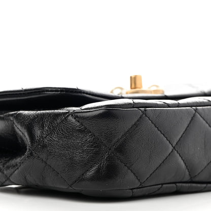 Chanel Glazed Calfskin Quilted Mini Pearl Side Flap Black 9 of 11