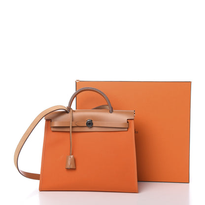 Hermes Vache Hunter Toile Herbag Zip 31 PM Orange 15 of 15