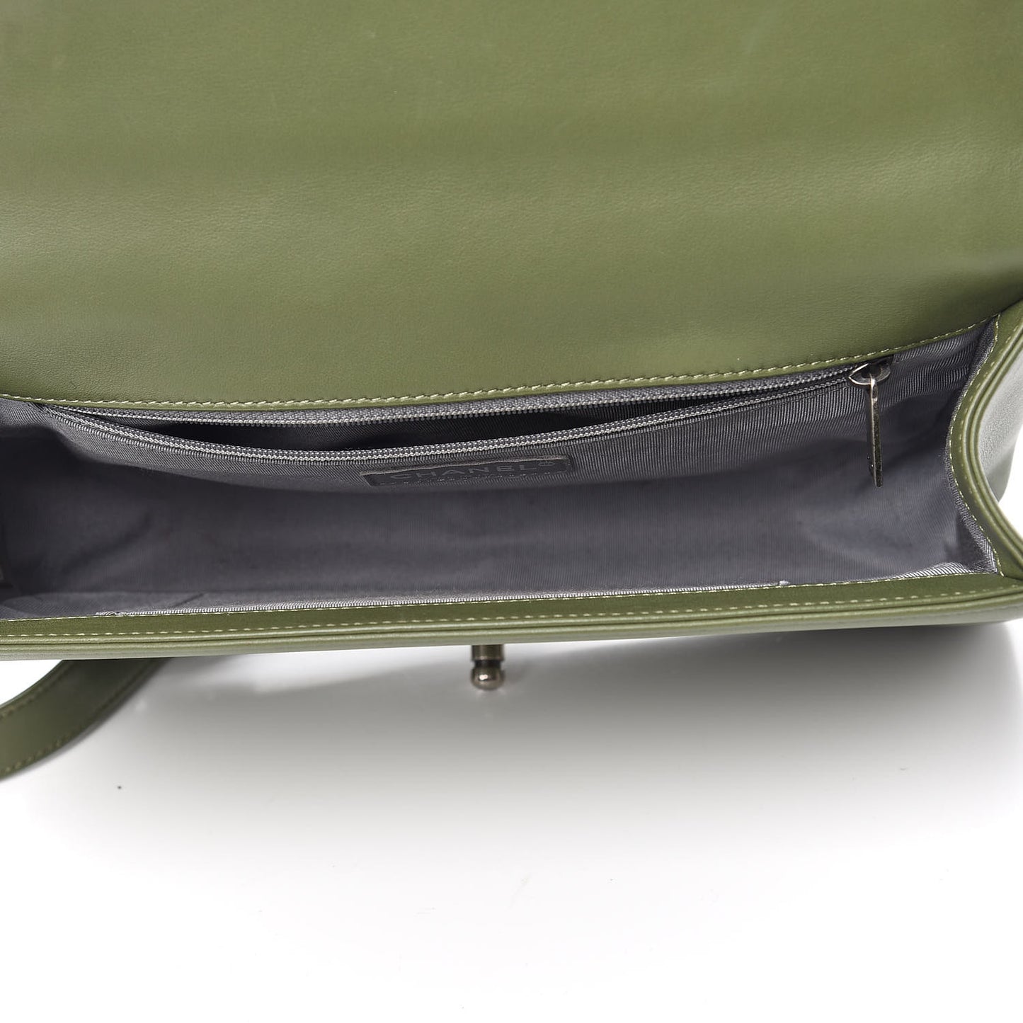 Calfskin Chevron Quilted New Medium Boy Flap Dark Green