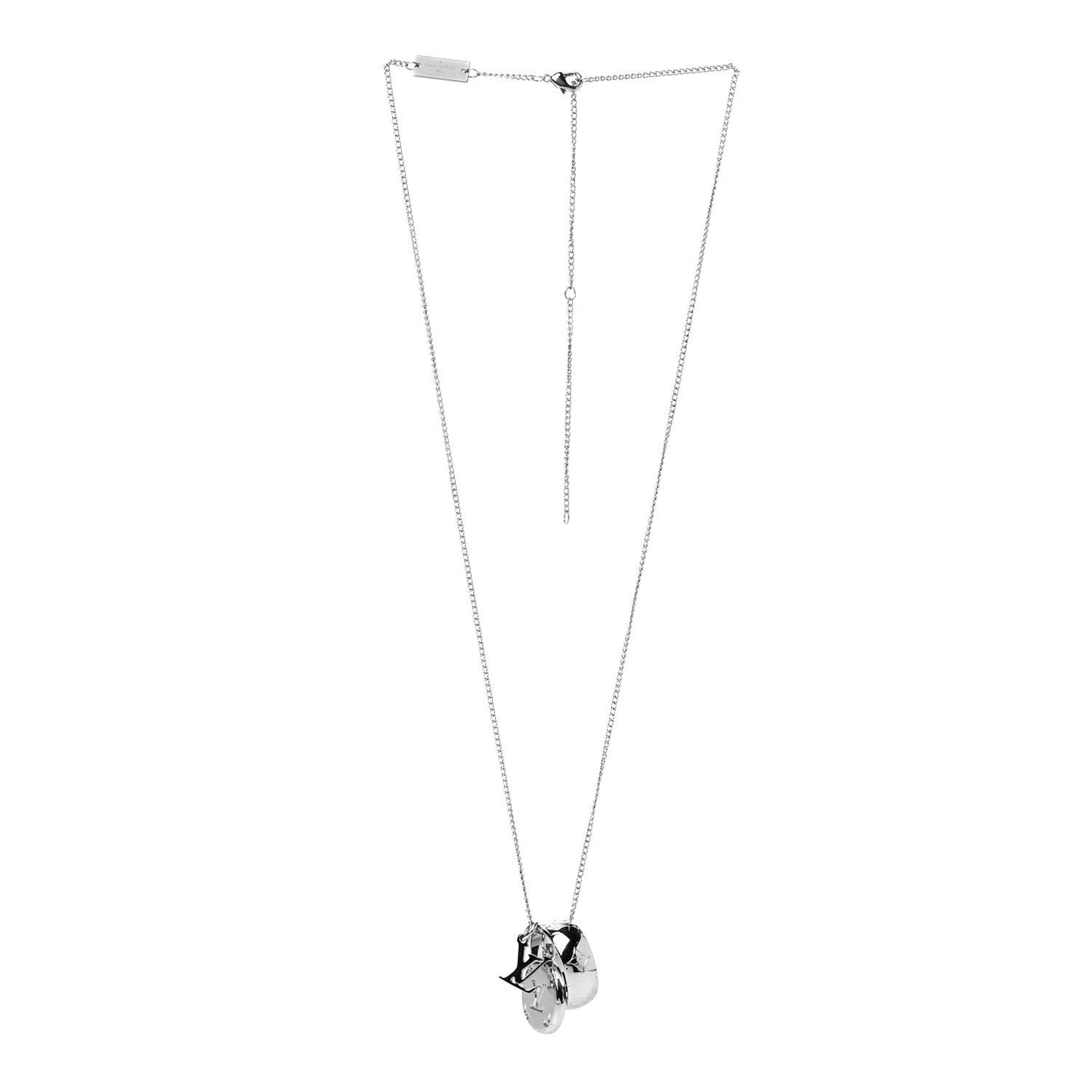 Zamac Palladium Monogram Charms Necklace Silver