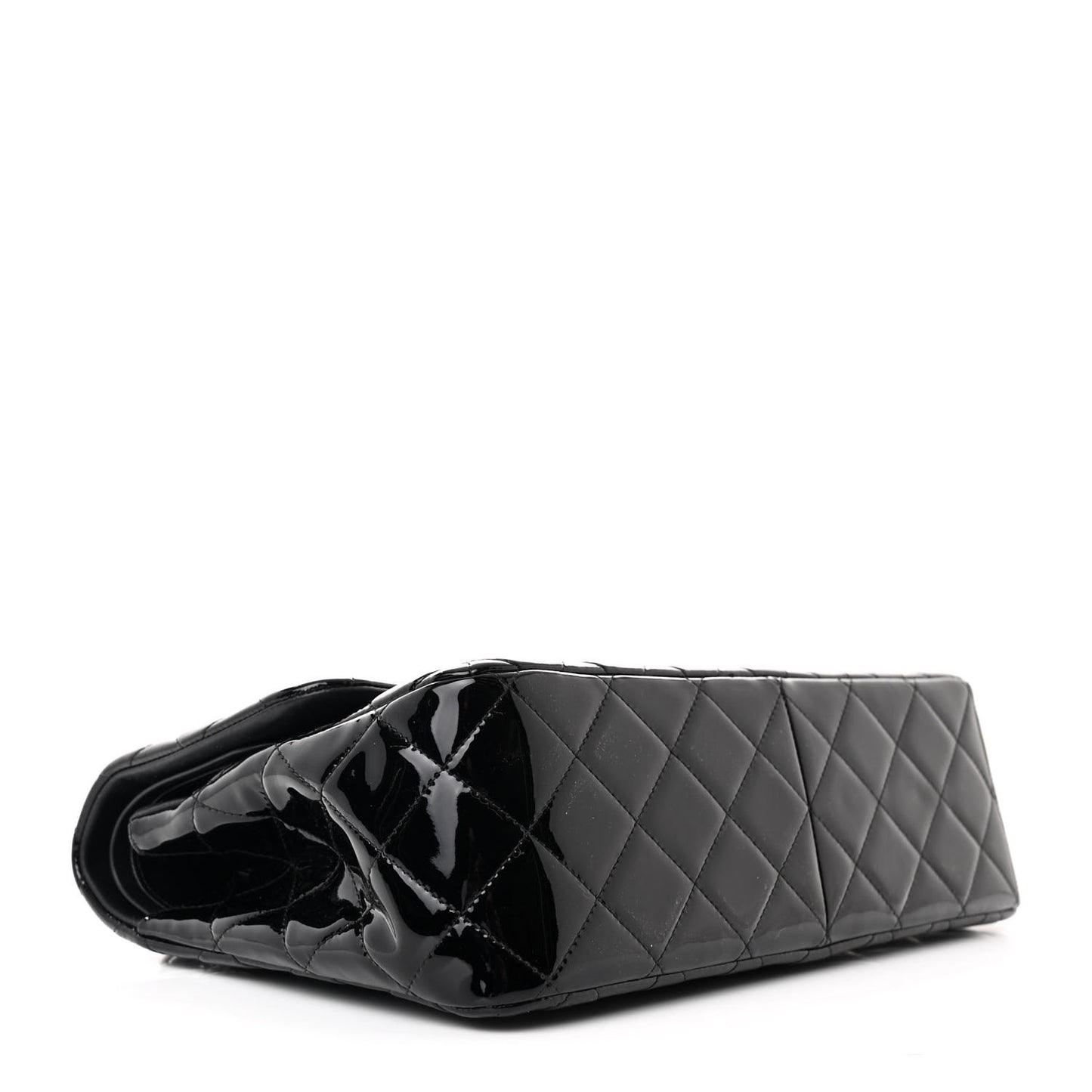 Patent Quilted Jumbo Double Flap Black