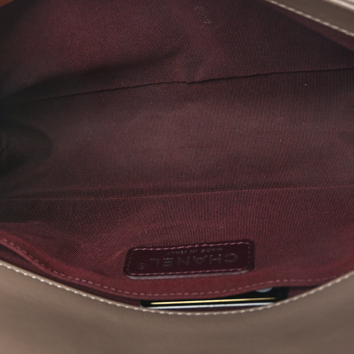 Chanel Calfskin Chevron Quilted Medium Boy Flap Taupe 5 of 9