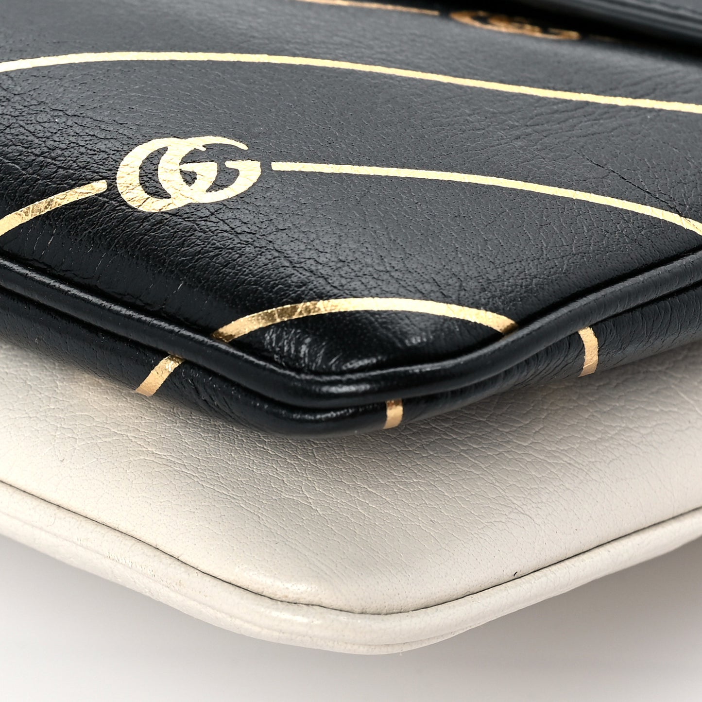 Calfskin Diagonal GG Medium Thiara Double Envelope Shoulder Bag Black White