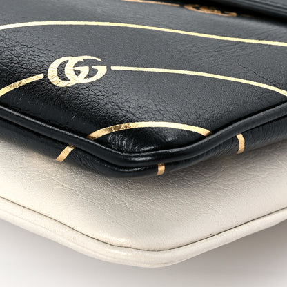 Gucci Calfskin Diagonal GG Medium Thiara Double Envelope Shoulder Bag Black White 8 of 8