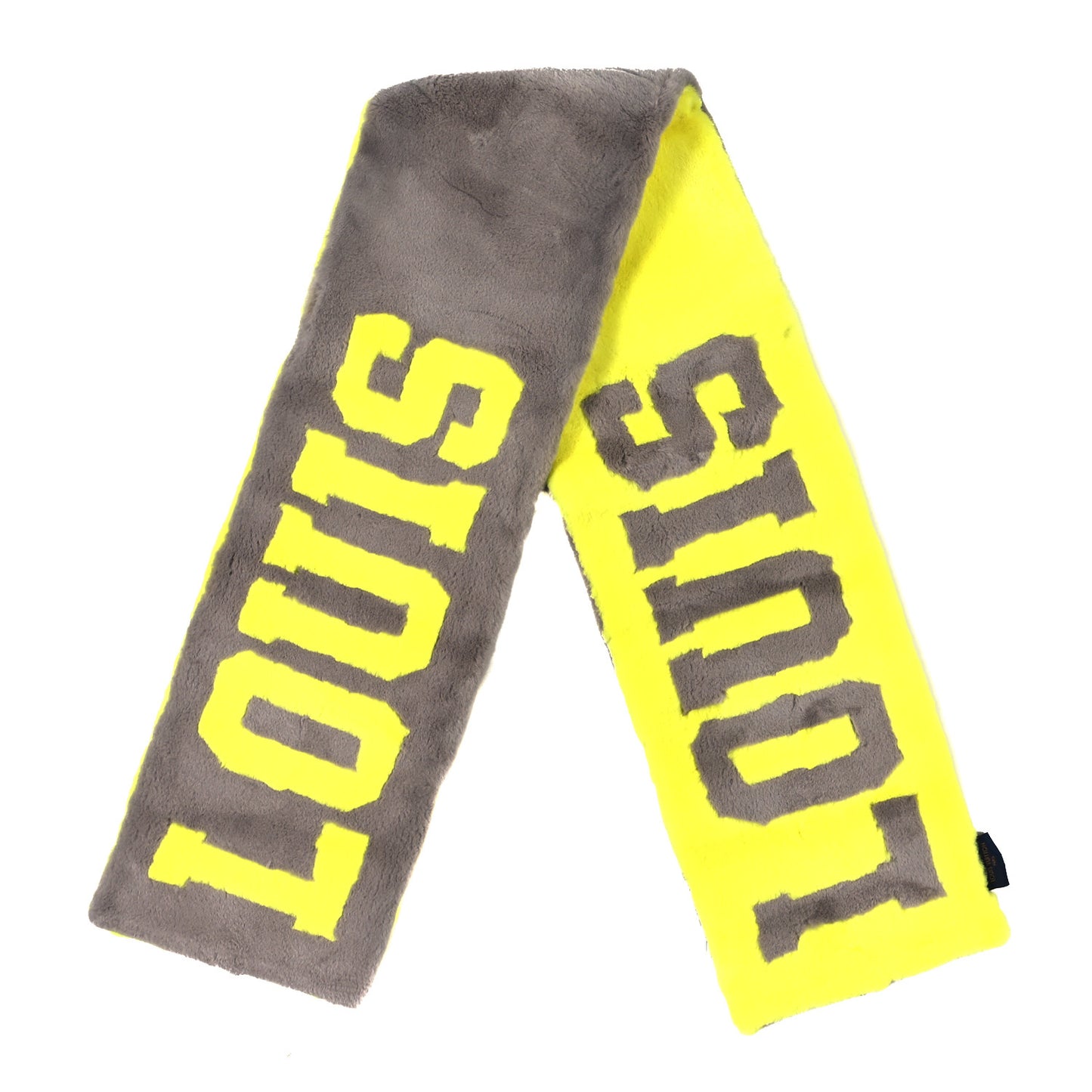 Mink Fur Logo Scarf Fluo Yellow Grey