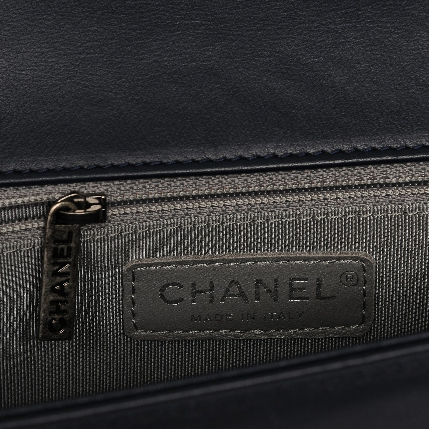 Lambskin Chevron Quilted New Medium Boy Flap Dark Navy Blue