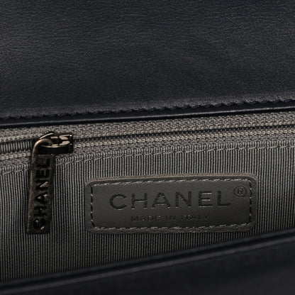 Chanel Lambskin Chevron Quilted New Medium Boy Flap Dark Navy Blue 7 of 7