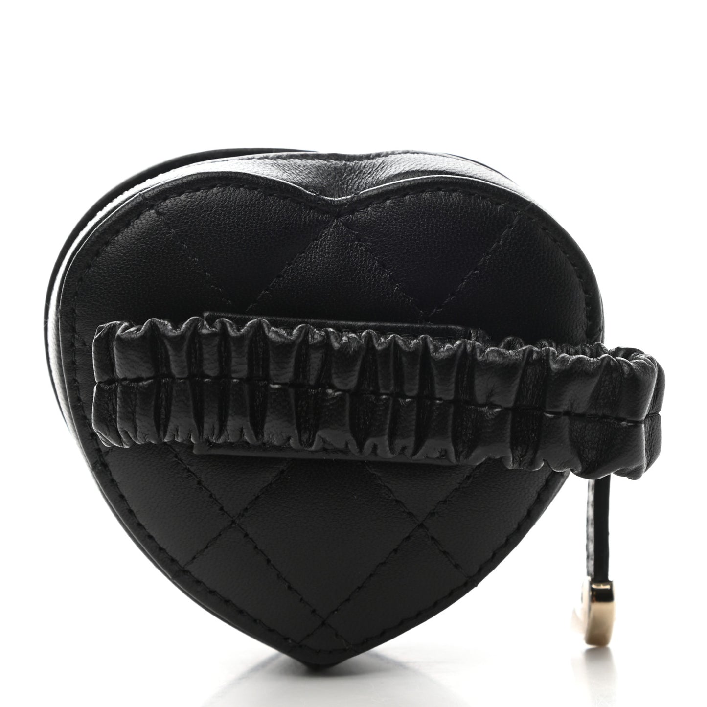 Lambskin Quilted CC In Love Heart Zipped Arm Coin Purse Black