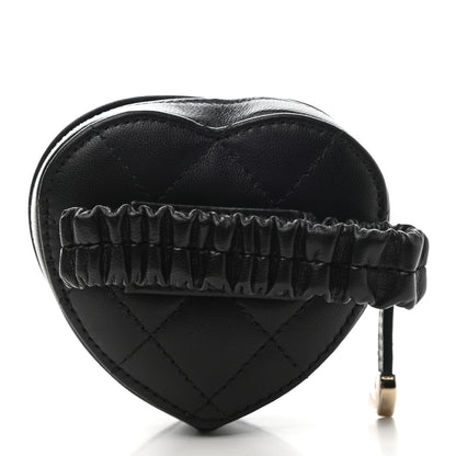 Chanel Lambskin Quilted CC In Love Heart Zipped Arm Coin Purse Black 3 of 8