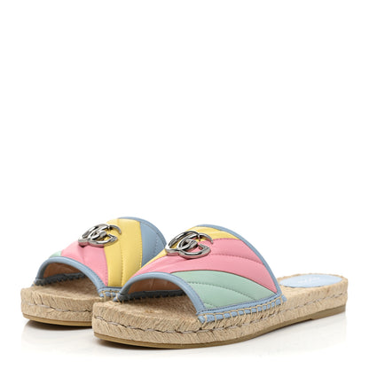 Gucci Nappa Matelasse Diagonal GG Marmont Espadrilles Slide Sandals 40 Multicolor Pastel 3 of 10