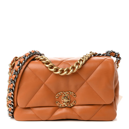 Chanel Lambskin Quilted Medium Chanel 19 Flap Light Brown 1 of 11