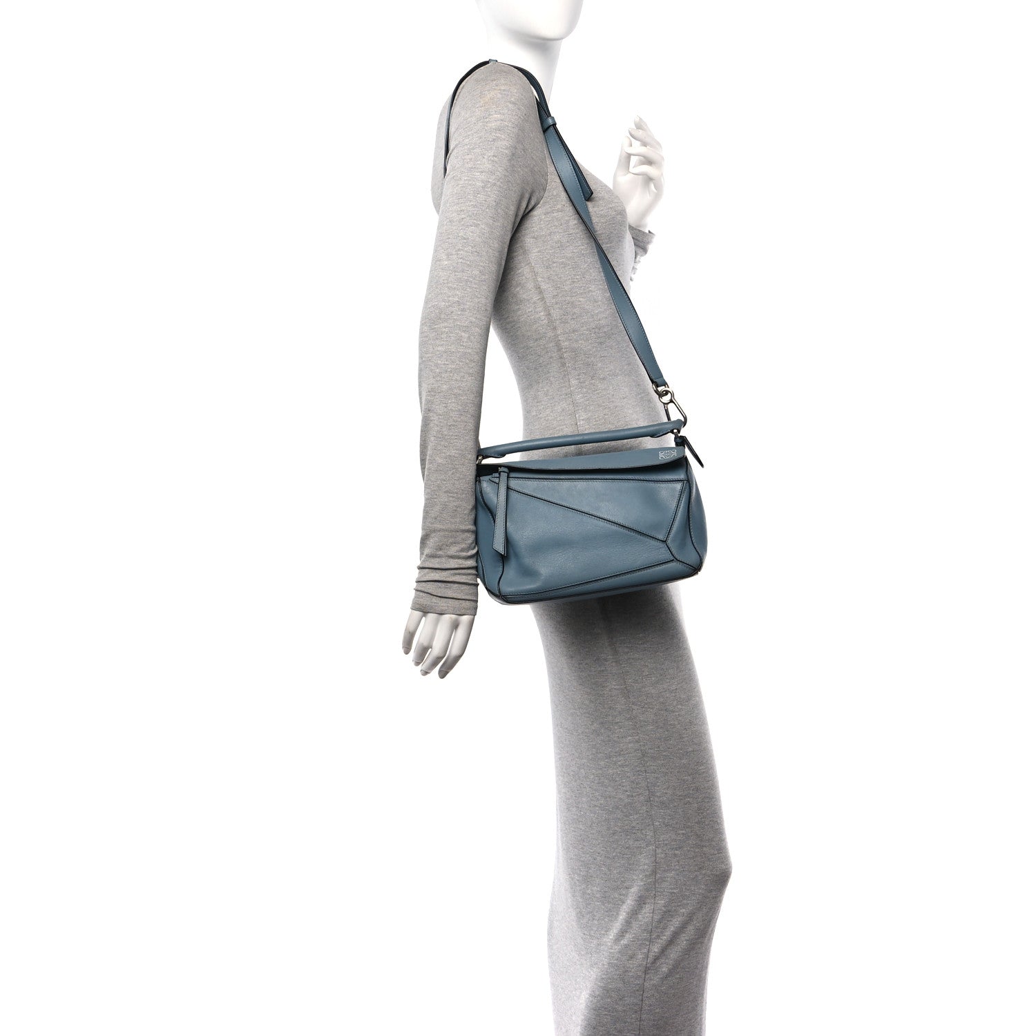 Loewe Calfskin Small Puzzle Bag Stone Blue 2 of 13