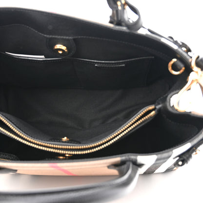 Burberry House Check Grainy Calfskin Medium Banner Tote Black 5 of 10