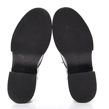 Louis Vuitton Patent Calfskin Blooms Flat Derby Platform Shoes 37 Black 5 of 14