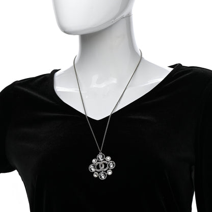Chanel Crystal Baguette Pendant Necklace Black Silver 2 of 7