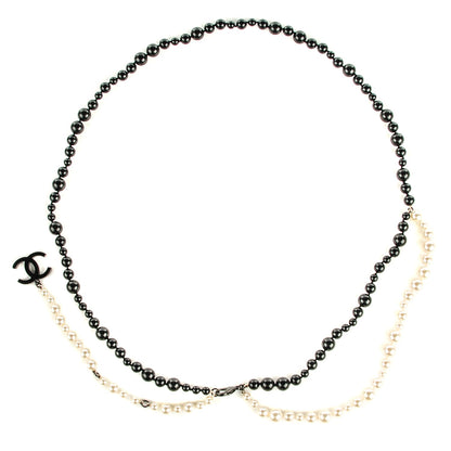 Chanel Pearl Ruthenium CC Belt Black White 1 of 5