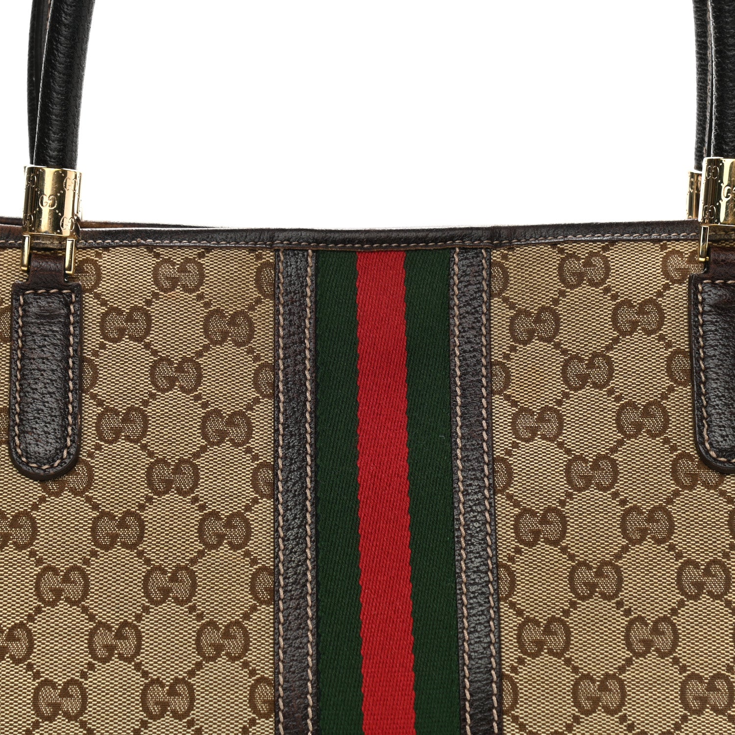 Gucci Monogram Web Tote Brown 9 of 14