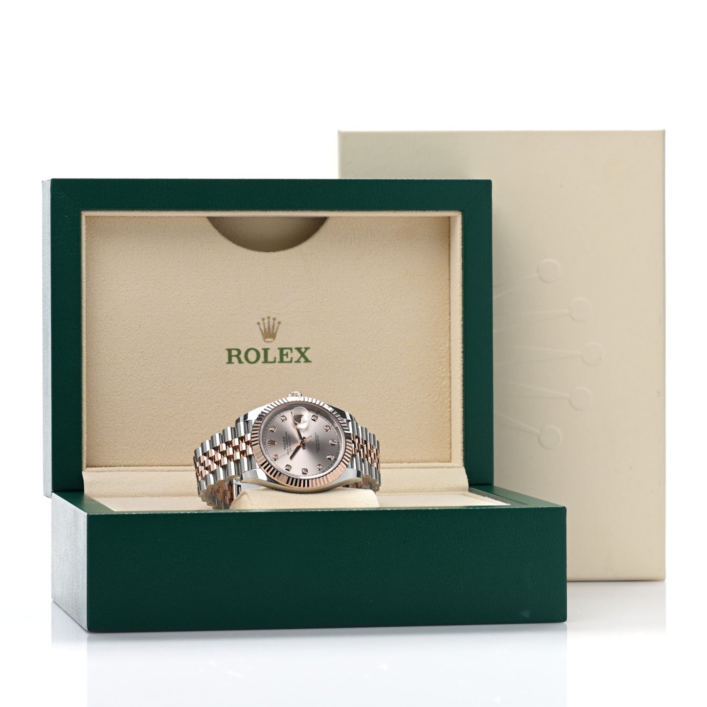 Stainless Steel 18K Everose Gold Diamond 41mm Oyster Perpetual Datejust Watch Silver 126331